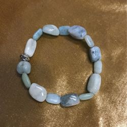 Aquamarine Semiprecious Stretch Bracelet .size 8 inches