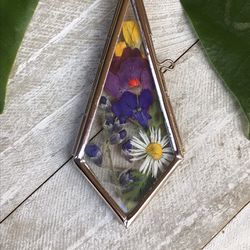 Floral Feather Glass Pendant 