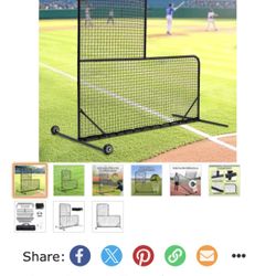 Shaped Baseball Net for Batting Cages, Baseball Pitching Net with Wheels - 84"H x 84"W, with 42" x 42" Cutouts,include Carry Bag