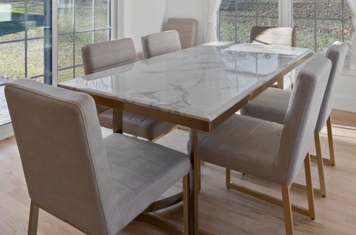 Marble Top Dining Table Set With Chairs