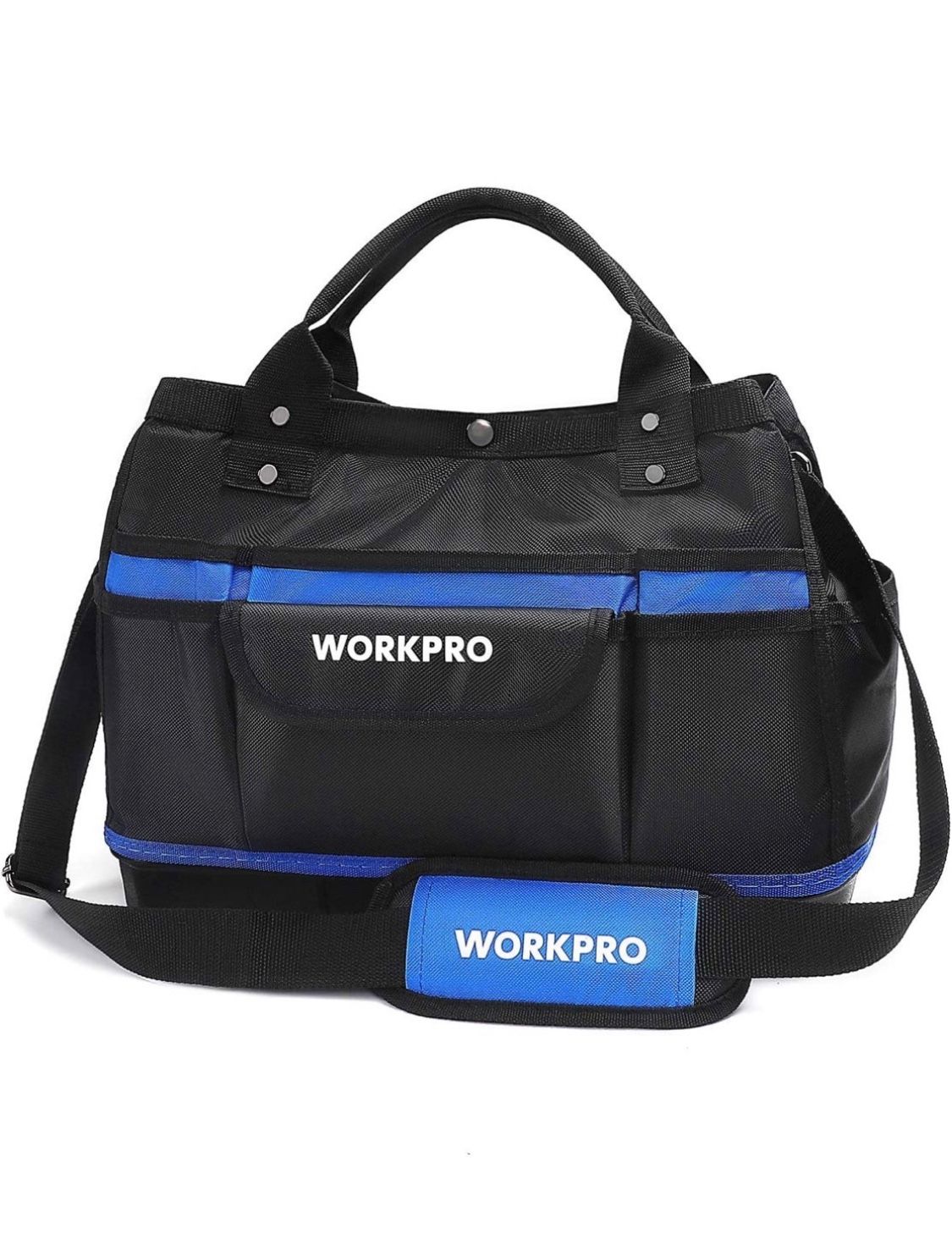 15-inch Tool Bag, Top Open, Multi-use Tool Tote with Adjustable Shoulder Strap and Waterproof Molded
