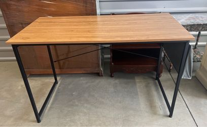 Wood Top Desk with Black Metal Frame