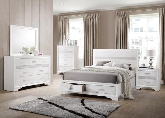 MIRANDA WHITE STORAGE BED BEDROOM SET KING 4PCS