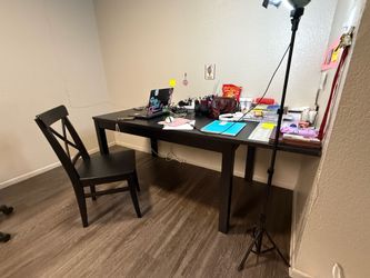 Black Wood Dining Table + 2 Chairs Set