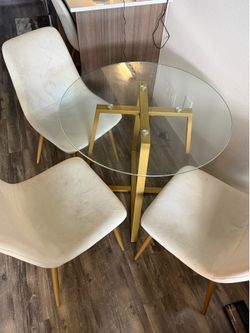 5-piece Cream and Gold Dining Room Set