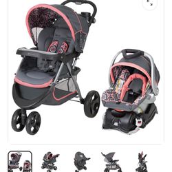 Coral Floral Stroller and car seat