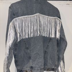 Fringe Denim Jacket Ladies Small 4-6