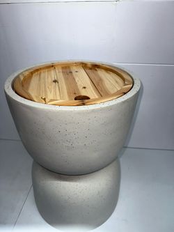 Concrete Side Table with Wood Top