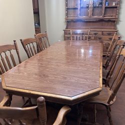 Vintage 70’s Buffet/hutch And Table