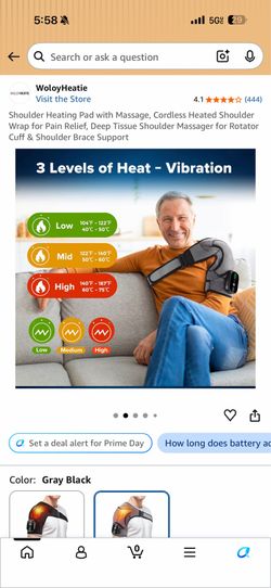 Shoulder Heating Pad with Massage, Cordless Heated Shoulder Wrap for Pain Relief, Deep Tissue Shoulder Massager for Rotator Cuff & Shoulder Brace Supp