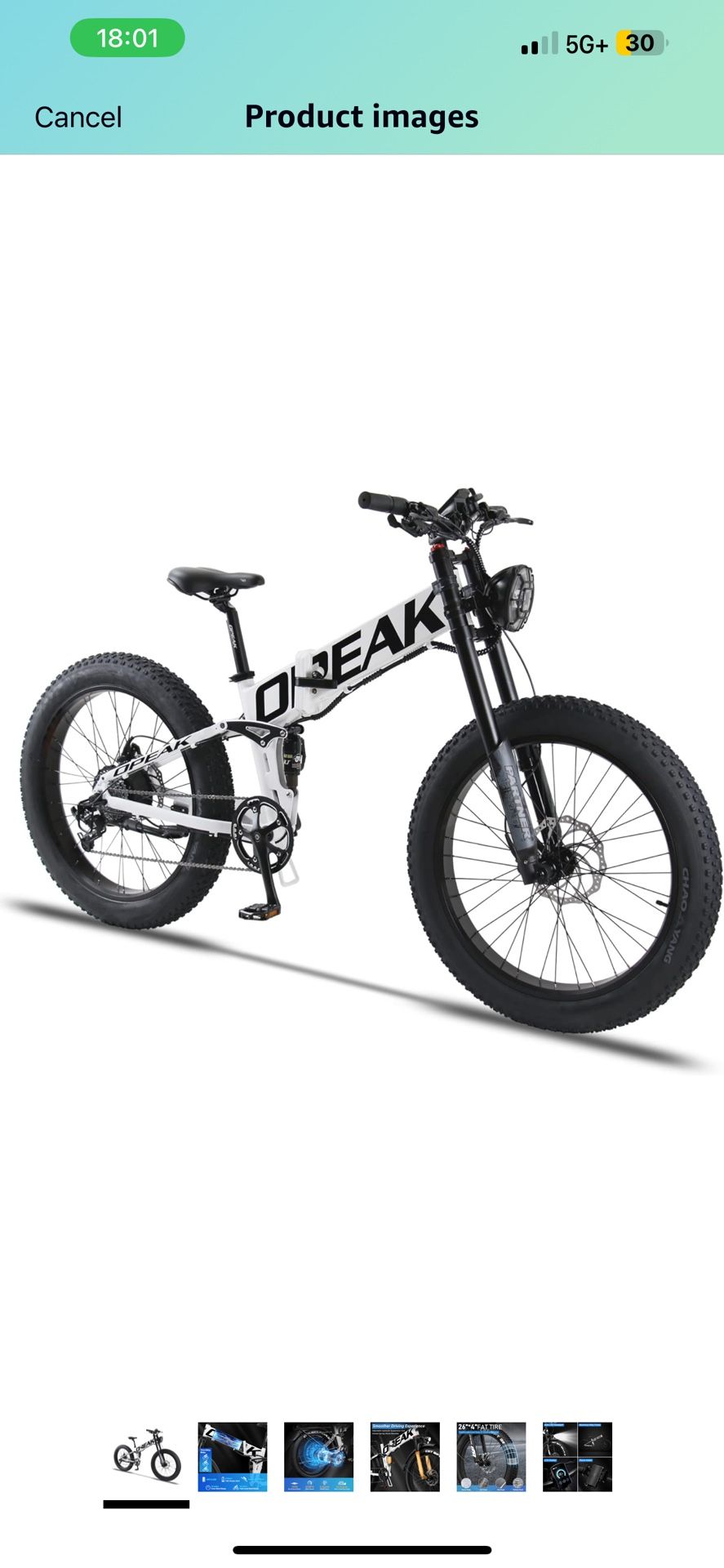 Ebike Foldable Electric Bike Adults 750W Motor, 12AH Removable 48V Ebike Battery, 8 Speed, Fat Tire Com