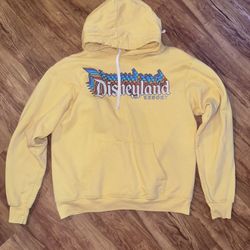 Adult Size Small Disney Parks Yellow Hoodie Retro Disneyland Resort Sweatshirt p