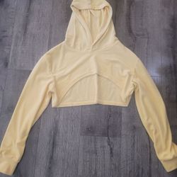 Yellow Cotton Cropped Hoodie / Size Kids L