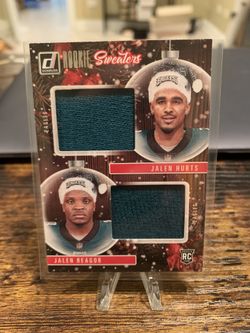 Jalen Hurts and Jalen Reagor Rookie Holiday Sweater Dual Patch