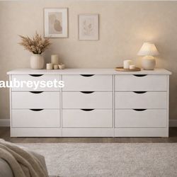 White 9 drawer dresser