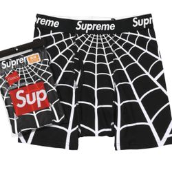 Supreme x Hanes Spiderweb Boxers 2-Pack Black - Medium - Brand New