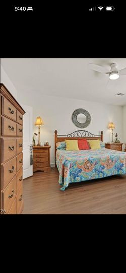 California King Wood and Wrought Iron Bed Frame