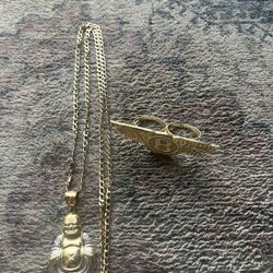 10k Gold Chain Pendant Ring