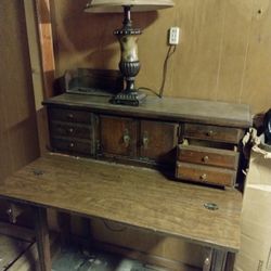 Vintage Georgian Style Secretary Desk With Hutch