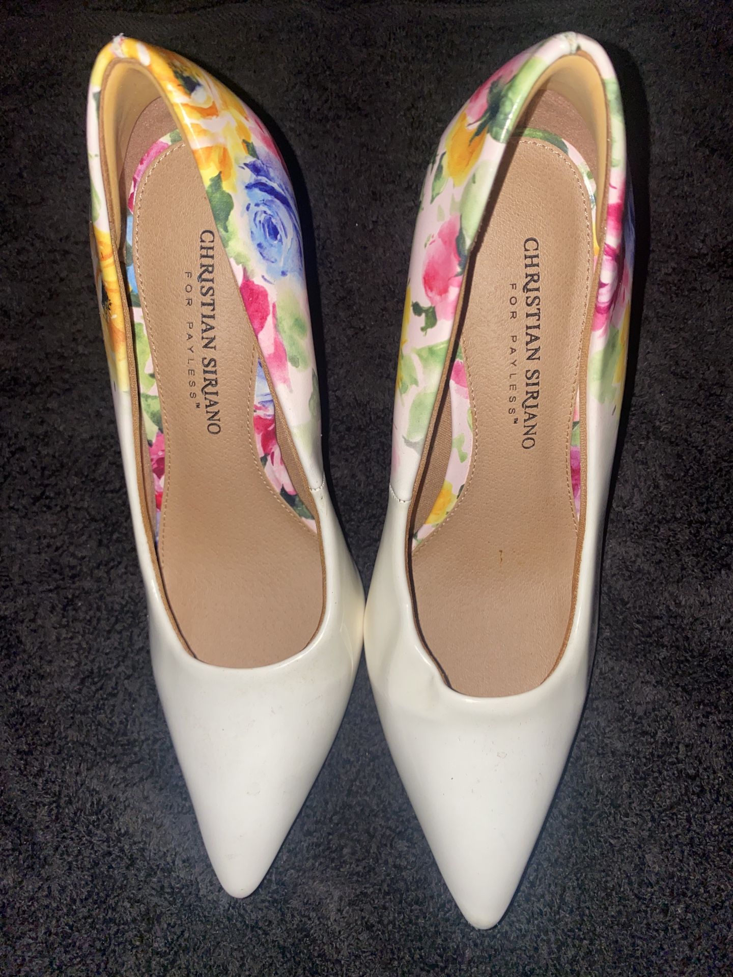 Christian Siriano White Heels with Floral Design