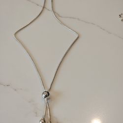 Long ,solid silver lariat Necklace