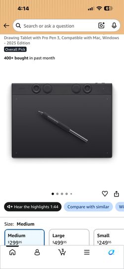 Wacom Intuos Pro Small Bluetooth Professional Graphic Drawing Tablet with Pro Pen 3, Compatible with Mac, Windows - 2025 Edition