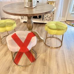 Two Green Velvet Stools