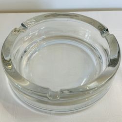 Mid 20th Century Heavy Clear Glass Ashtray