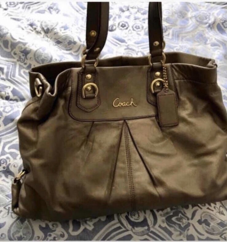 Bronze gold coach handbag