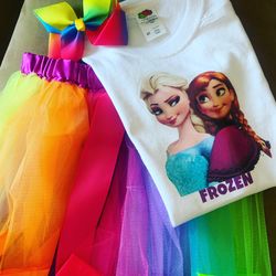 Frozen 4T Party Outfit Tutu Set Elsa And Ana