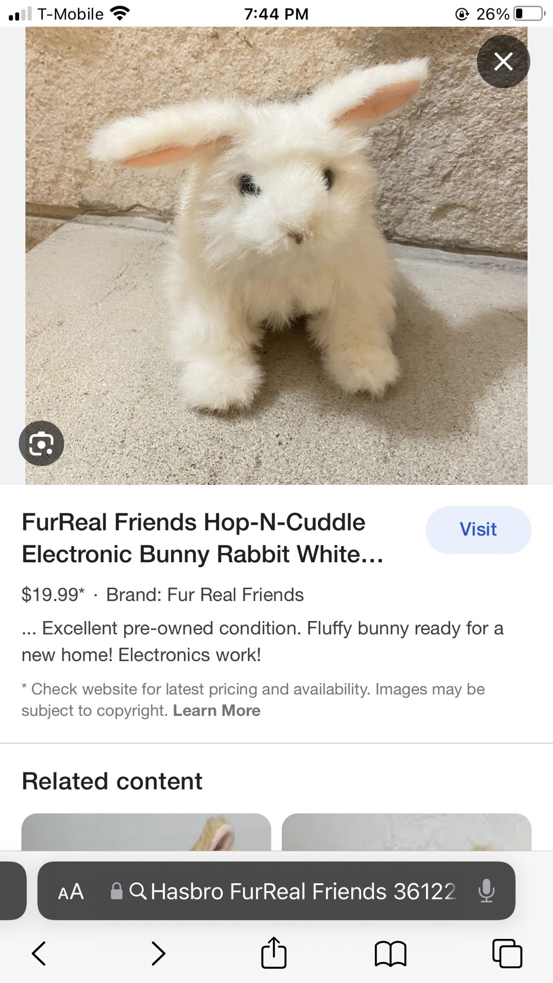 Furreal friends hop n best sale cuddle bunny