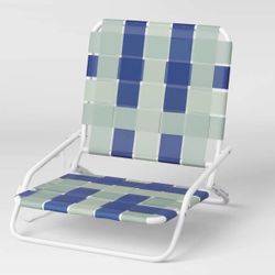 Webstrap Outdoor Portable Beach Sand Chair Blue - Sun Squad