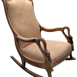 Victorian Vintage Wood Rocking Chair With Spring Seat