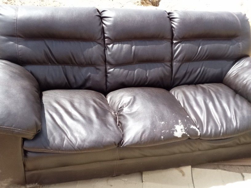 Brown Leather-like Couch (As Is) $50