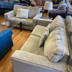 Off Gray Altari Sofa Loveseat Set 💥 2 Piece Living Room 👍 Brand New 💯