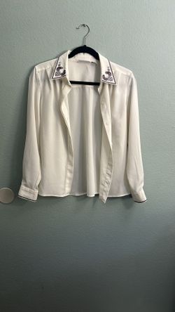 Embroidered Cream Women's Top