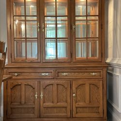 Vintage Thomasville Oak Hutch Cabinet