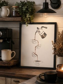 Set of 2 Coffee Bar Wall Art Prints – I Love Jesus, Coffee & Naps – Farmhouse Decor – 14” x 11”