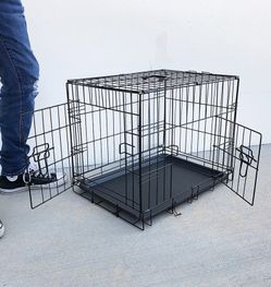 New in box $30 Folding 24” Dog Cage 2-Door Folding Pet Crate Kennel w/ Tray 24”x17”x19”