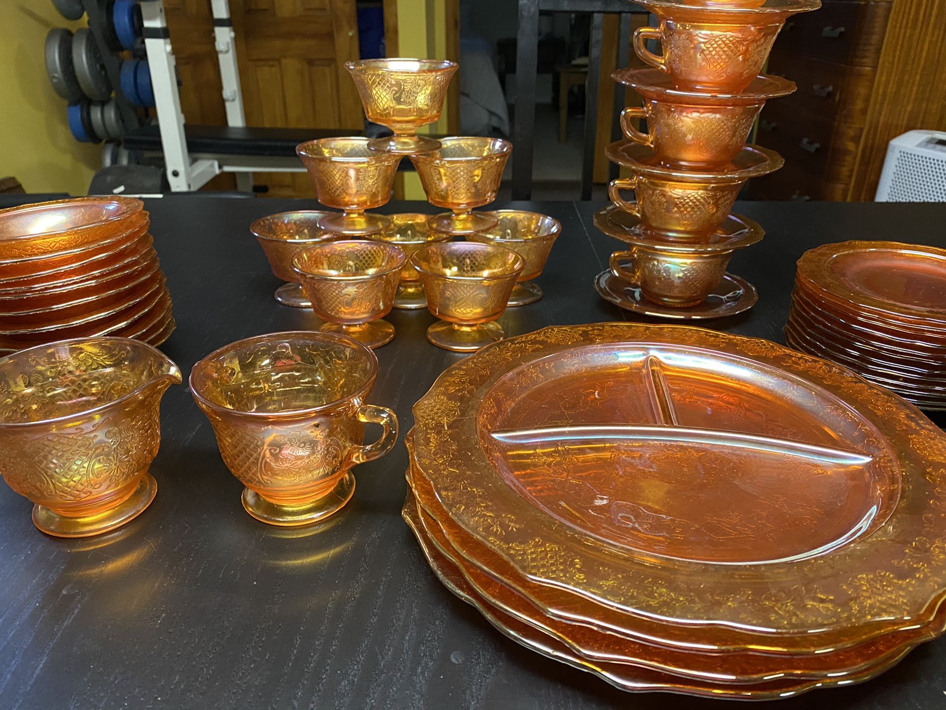 Antique Carnival Glass Dish Set