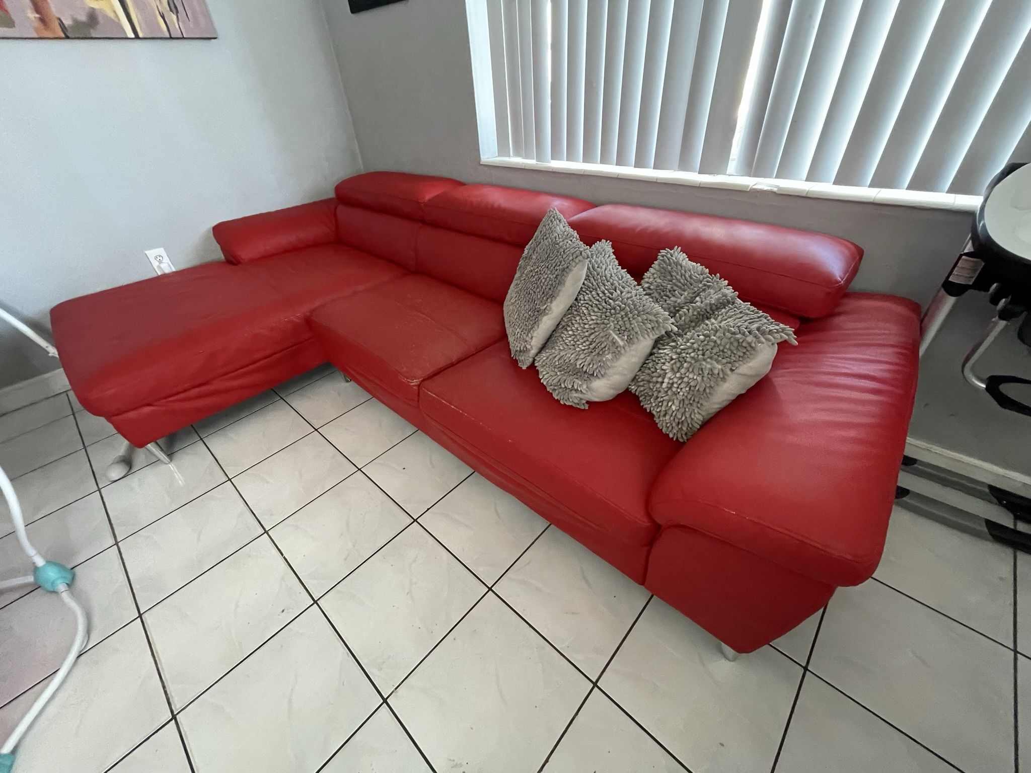 Red Leather Sofa