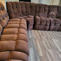 Brown Sectional Reclining Couch 