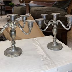 Silver Plated Set Of 2 Candelabras ! 