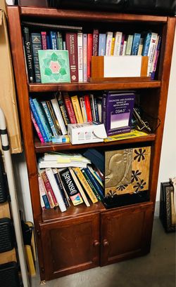 Sturdy Wood Bookcase with Cabinet Storage