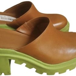 Gianni Bini GB End-Game Leather Lug Sole Mules Y2K Style Women’s Size 8M - New Women | Color: Green | Size: 9 1/2