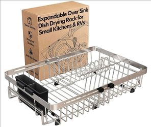 Dish Drying Rack Over The Sink with Utensil Holder
Expandable Stainless Steel Dish Drainer for Small Kitchen, Apartment, RV, Counter Space Saving, Per