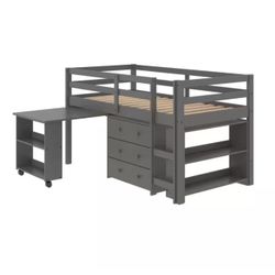 Dark grey twin Low Loft Bed