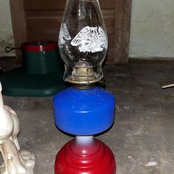 Old Glory Oil Lamp Red White N Blue 