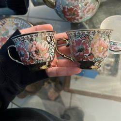 Tea Pot Set Vintage Gold Floral Porcelain European Bone China