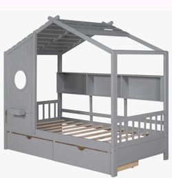 Pinewood Frame Wooden House Bed From With Drawers From Mayfair